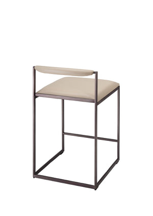Jamie Young Co. Bradbury Leather Bar Stool With Full-Grain Cream Upholstery, Hand-Forged Iron Frame, Luxe Comfort 30"H x 17"W x 17"D 20BRAD-CSCR