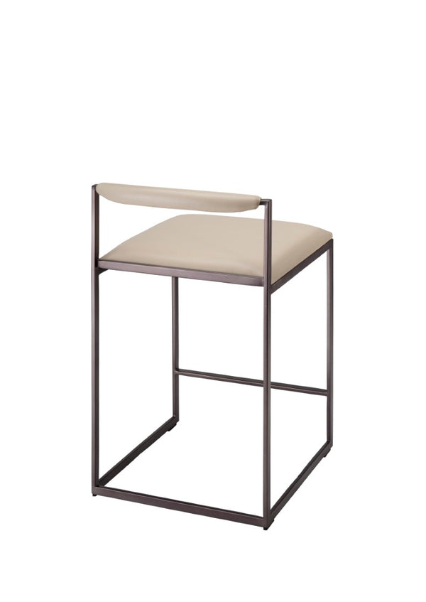 Jamie Young Co. Bradbury Leather Bar Stool With Full-Grain Cream Upholstery, Hand-Forged Iron Frame, Luxe Comfort 30"H x 17"W x 17"D 20BRAD-CSCR