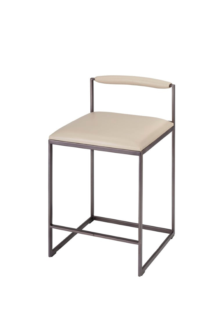 Jamie Young Co. Bradbury Leather Bar Stool With Full-Grain Cream Upholstery, Hand-Forged Iron Frame, Luxe Comfort 30"H x 17"W x 17"D 20BRAD-CSCR