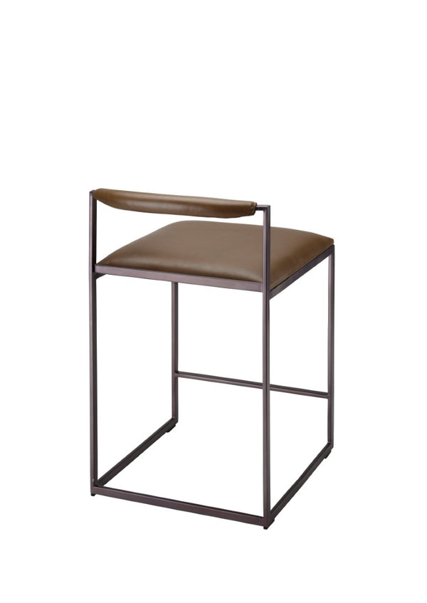 Jamie Young Co. Bradbury Leather Bar Stool With Full-Grain Upholstery, Hand-Forged Iron Frame, Luxe Comfort 30"H x 17"W x 17"D 20BRAD-CSTR