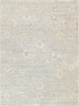 Pasargad Pasargad Oushak Hand-Knotted Light Blue Wool Rug — Timeless Geometric Craftsmanship, Soft Dense Pile 11'10'' X 12' 0'' PAJ-214F 12x12