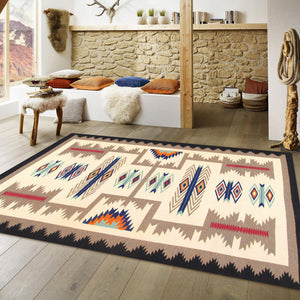 Pasargad Pasargad Home Tuscany Reversible Flatweave Wool Rug With Tribal Geometric Pattern PNT-398 9x12