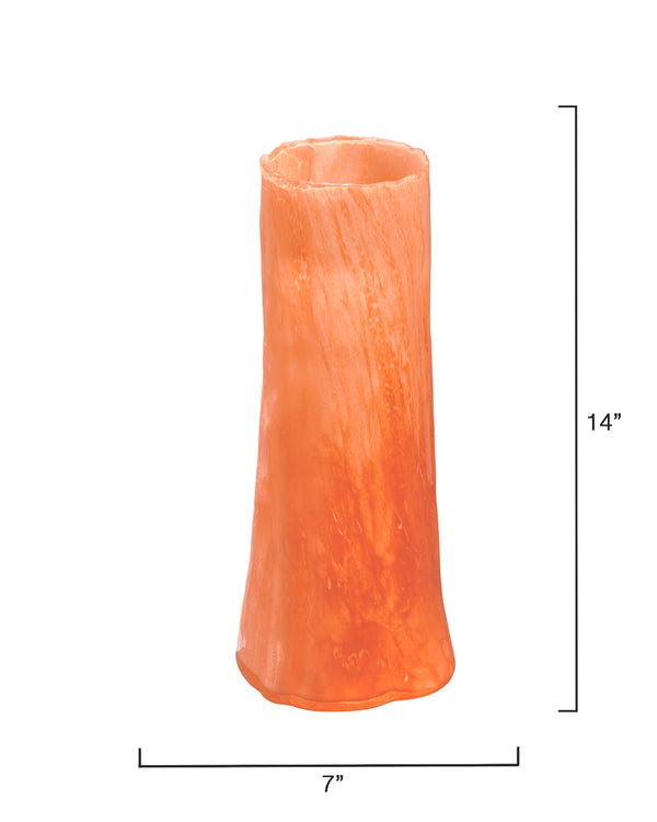 Jamie Young Co. Sequoia Sculptural Poppy Glass Vase — Handblown, Tall Slim Form With Subtle Color Melt For Florals 14"H x 7"W x 7"D 7SEQU-SMPO