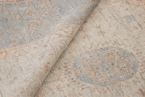 Pasargad Pasargad Hand-Knotted Oushak Wool Rug in Rust & Light Blue — Durable, Soft Pile with Timeless Geometric Charm 10' 0'' X 14' 0'' PAJ-254A 10x14
