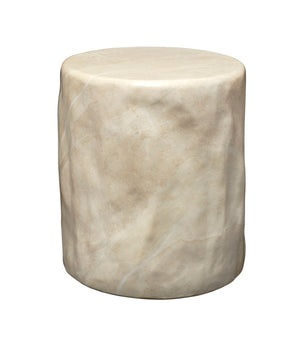 Jamie Young Co. Cedar Faux Travertine Side Table In Marbled Cream Finish — Durable Gfrc Accent Table For Indoors Outdoors 20"H x 18"W x 18"D 20CEDA-STCR