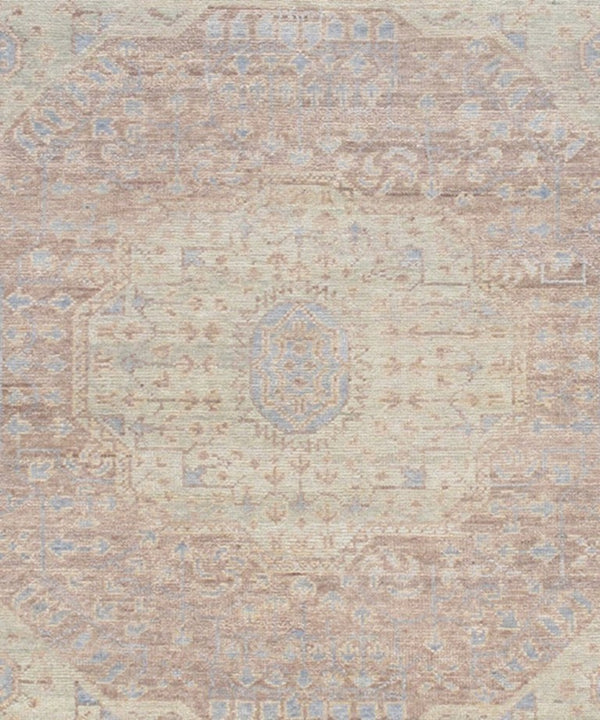 Pasargad Pasargad Hand-Knotted Oushak Wool Rug in Rust & Light Blue — Durable, Soft Pile with Timeless Geometric Charm 12' 0'' X 14'11'' PAJ-254A 12x15