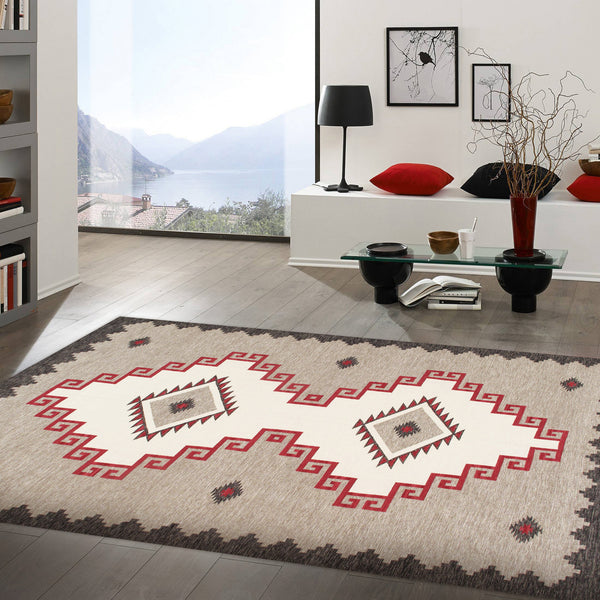 Pasargad Pasargad Home Tuscany Reversible Flatweave Wool Rug Tribal Geometric Living Room Accent PNT-400 9x12