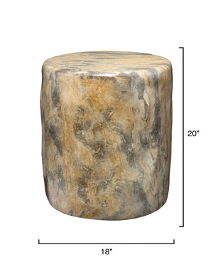 Jamie Young Co. Cedar Artisan Faux-Travertine Side Table — Durable Glass-Fiber Concrete, Outdoor-Safe, Low-Maintenance Elegance 20"H x 18"W x 18"D 20CEDA-STGR
