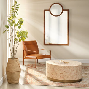 Jamie Young Co. Configuration Burl Coffee Table With Bleached Mosaic Veneer, Hollow Base, Timeless Coastal-Eclectic Charm 16.5"H x 36"W x 36"D 20CONF-CTBB