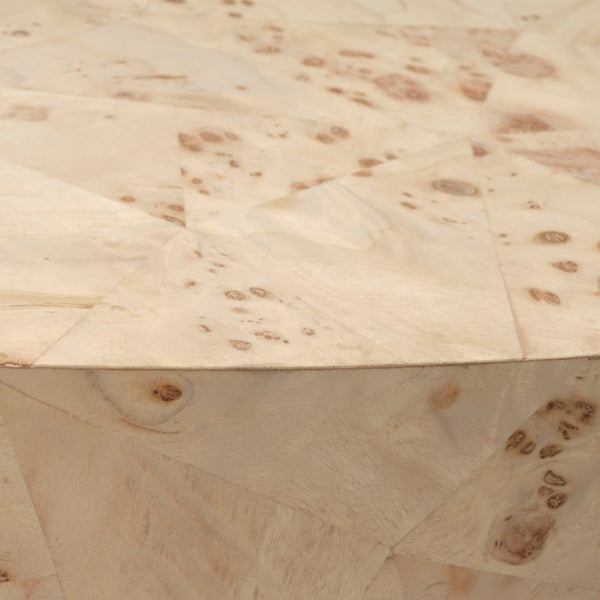 Jamie Young Co. Configuration Burl Coffee Table With Bleached Mosaic Veneer, Hollow Base, Timeless Coastal-Eclectic Charm 16.5"H x 36"W x 36"D 20CONF-CTBB