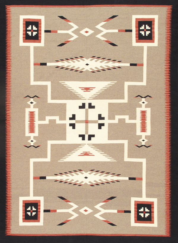 Pasargad Pasargad Home Tuscany Reversible Flatweave Wool Rug Tribal Geometric Living Room Accent PNT-401 9x12