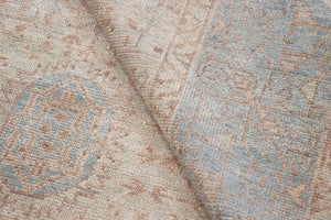 Pasargad Pasargad Hand-Knotted Oushak Wool Rug in Rust & Light Blue — Durable, Soft Pile with Timeless Geometric Charm 8' 2'' X 10' 0'' PAJ-254A 8x10