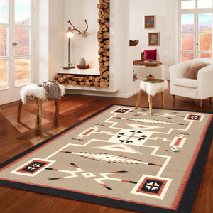 Pasargad Pasargad Home Tuscany Reversible Flatweave Wool Rug Tribal Geometric Living Room Accent PNT-401 9x12
