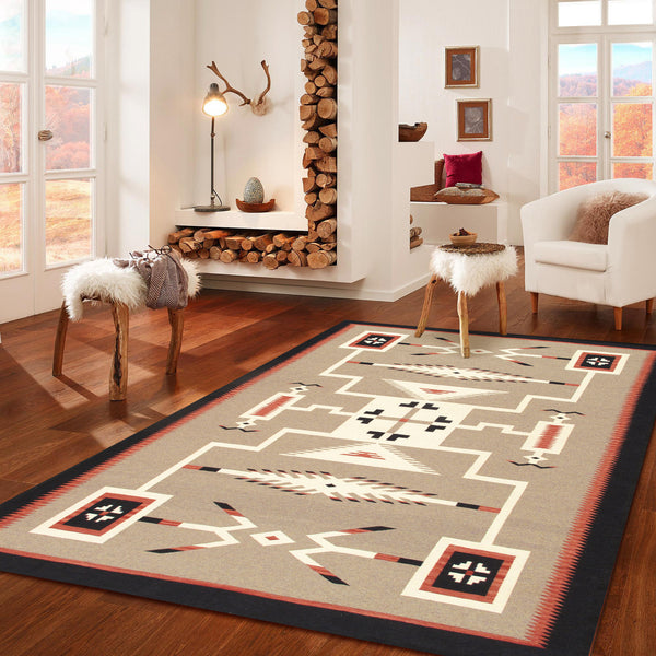 Pasargad Pasargad Home Tuscany Reversible Flatweave Wool Rug Tribal Geometric Living Room Accent PNT-401 9x12