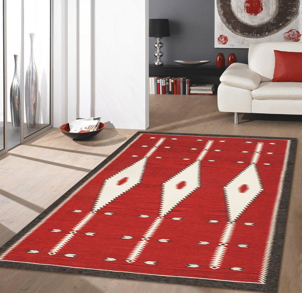 Pasargad Pasargad Home Tuscany Reversible Flatweave Wool Rug With Tribal Geometric Design PNT-402 9x12
