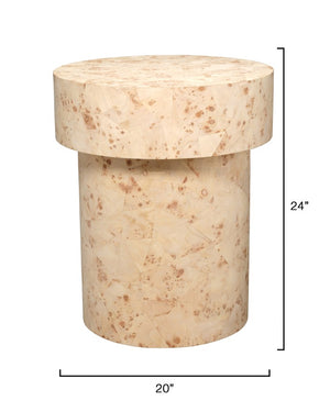Jamie Young Co. Configuration Burl Coffee Table With Bleached Mosaic Veneer, Hollow Base, Timeless Coastal-Eclectic Charm 24"H x 20"W x 20"D 20CONF-STBB