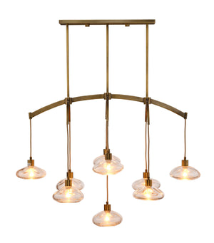 Jamie Young Co. Reservoir Antique Brass Chandelier With 9 Hand-Blown Seeded Glass Shades, Modern Sculptural Glow 5RESE-CHCL