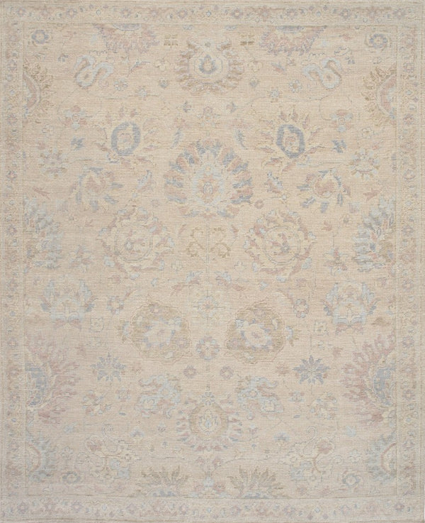 Pasargad Pasargad Hand-Knotted Oushak Wool Rug in Neutral Beige — Durable, Soft Pile with Subtle Geometric Motif 10' 1'' X 13'11'' PAJ-410 10x14