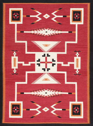Pasargad Pasargad Home Tuscany Reversible Flatweave Wool Rug With Tribal Geometric Pattern PNT-403 9x12