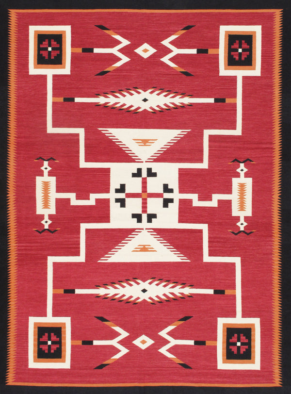 Pasargad Pasargad Home Tuscany Reversible Flatweave Wool Rug With Tribal Geometric Pattern PNT-403 9x12