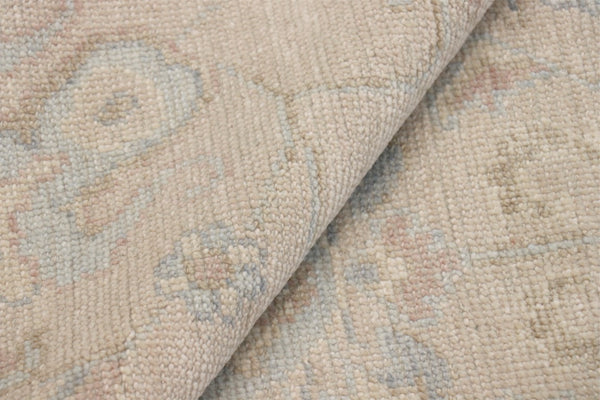Pasargad Pasargad Hand-Knotted Oushak Wool Rug in Neutral Beige — Durable, Soft Pile with Subtle Geometric Motif 10' 1'' X 13'11'' PAJ-410 10x14