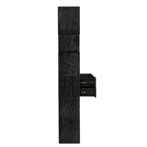 Grobius Solid Mahogany Tall Bookcase with Brass Pulls Artisan Patina for Study or Living Room