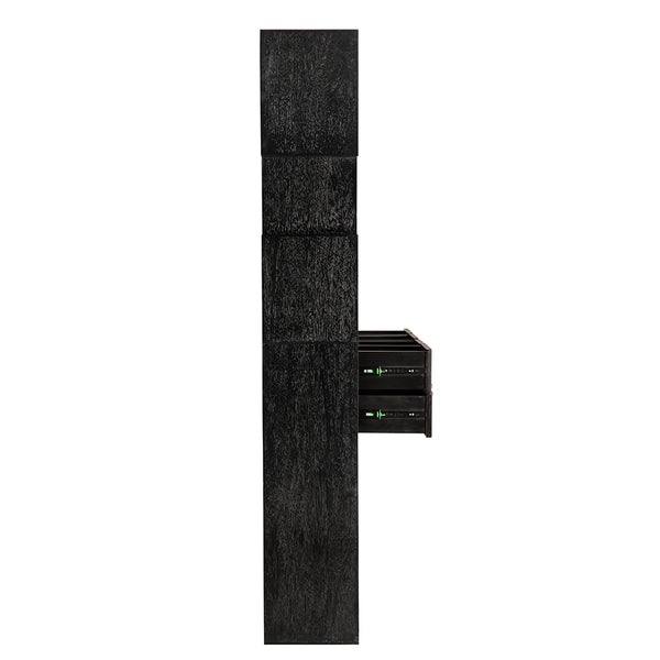 Grobius Solid Mahogany Tall Bookcase with Brass Pulls Artisan Patina for Study or Living Room