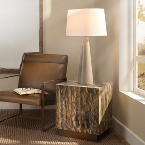 Jamie Young Co. Cube Dripped Resin Side Table With Marbled Brown Finish And Antique Brass Base, Handmade Accent Piece 21"H x 18"W x 18"D 20CUBE-STDR