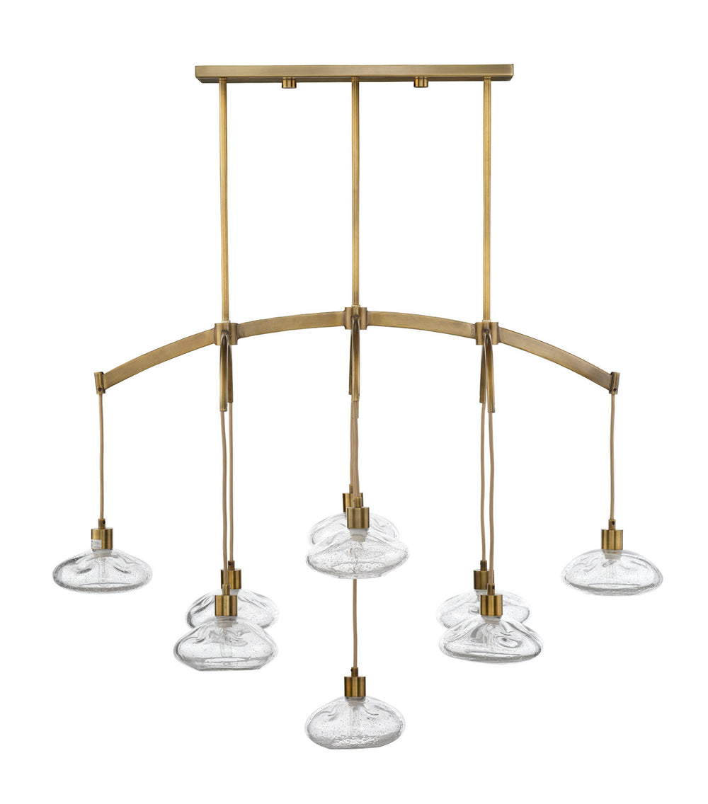 Jamie Young Co. Reservoir Antique Brass Chandelier With 9 Hand-Blown Seeded Glass Shades, Modern Sculptural Glow 5RESE-CHCL