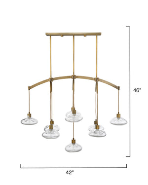 Jamie Young Co. Reservoir Antique Brass Chandelier With 9 Hand-Blown Seeded Glass Shades, Modern Sculptural Glow 5RESE-CHCL