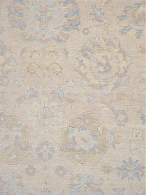 Pasargad Pasargad Hand-Knotted Oushak Wool Rug in Neutral Beige — Durable, Soft Pile with Subtle Geometric Motif 12' 1'' X 15' 2'' PAJ-410 12x15