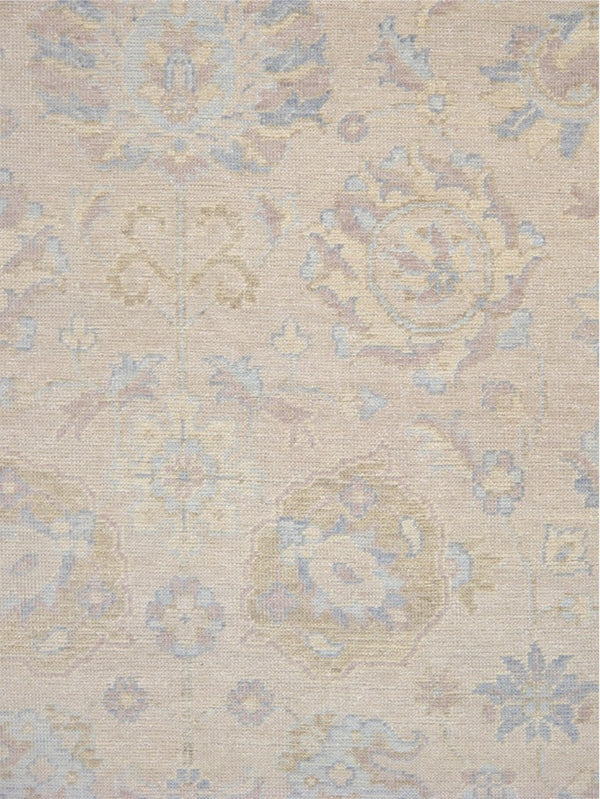 Pasargad Pasargad Hand-Knotted Oushak Wool Rug in Neutral Beige — Durable, Soft Pile with Subtle Geometric Motif 12' 1'' X 15' 2'' PAJ-410 12x15