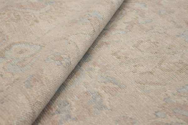Pasargad Pasargad Hand-Knotted Oushak Wool Rug in Neutral Beige — Durable, Soft Pile with Subtle Geometric Motif 12' 1'' X 15' 2'' PAJ-410 12x15