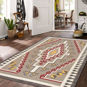 Pasargad Pasargad Home Tuscany Reversible Wool Flatweave Rug Tribal Geometric Living Room PNT-404 9x12