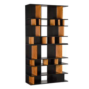 R. Morton Solid Teak Open Bookcase with Sculptural Compartments for Modern Living Spaces