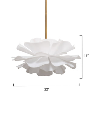 Jamie Young Co. Zinnia Frosted Acrylic Chandelier With Antiqued Brass Accents — Sculptural Petal Design, Dimmer Ready 18"H x 22"W x 22"D 5ZINN-CHSM