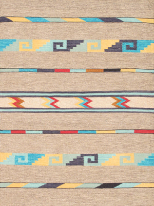 Pasargad Pasargad Home Tuscany Reversible Flatweave Wool Rug Tribal Geometric For Living Areas PNT-405 4x6