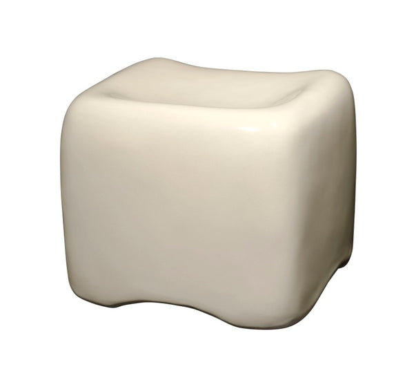 Jamie Young Co. Cushion Concrete Stool With Cream Glaze — Handcrafted Glass-Fiber Strength, Scooped Seat, Indoor/Outdoor 16"H x 20"W x 20"D 20CUSH-STLCR