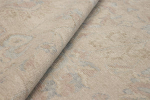 Pasargad Pasargad Hand-Knotted Oushak Wool Rug in Neutral Beige — Durable, Soft Pile with Subtle Geometric Motif 9' 0'' X 12' 1'' PAJ-410 9x12