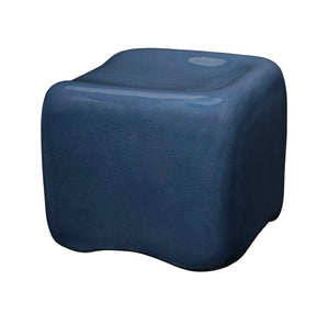 Jamie Young Co. Cushion Concrete Stool With Navy Glaze — Glass Fiber Reinforced, Scooped Seat, Durable Indoor/Outdoor Accent 16"H x 20"W x 20"D 20CUSH-STLNA