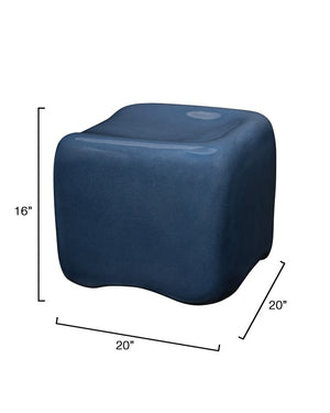 Jamie Young Co. Cushion Concrete Stool With Navy Glaze — Glass Fiber Reinforced, Scooped Seat, Durable Indoor/Outdoor Accent 16"H x 20"W x 20"D 20CUSH-STLNA