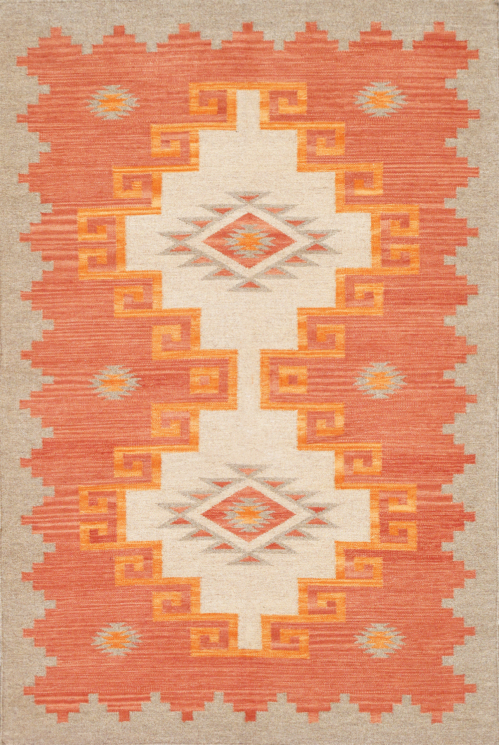 Pasargad Pasargad Home Tuscany Reversible Flatweave Wool Rug Tribal Geometric For Any Room PNT-407 4x6
