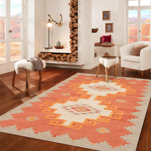 Pasargad Pasargad Home Tuscany Reversible Flatweave Wool Rug Tribal Geometric For Any Room PNT-407 4x6