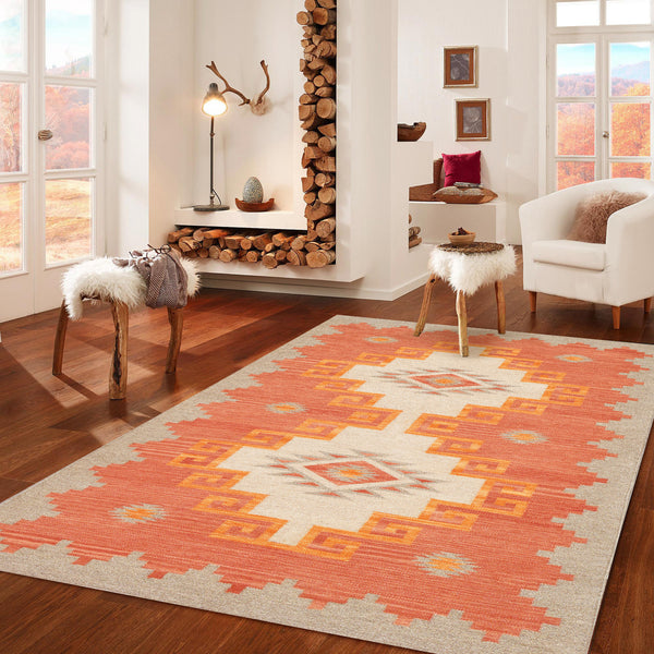 Pasargad Pasargad Home Tuscany Reversible Flatweave Wool Rug Tribal Geometric For Any Room PNT-407 4x6