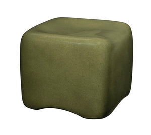 Jamie Young Co. Cushion Concrete Stool With Olive Green Glaze — Fiber-Reinforced, Scooped Seat, Stable Outdoor-Friendly Accent Piece 16"H x 20"W x 20"D 20CUSH-STLOL