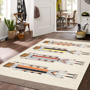 Pasargad Pasargad Home Tuscany Reversible Flatweave Wool Rug With Tribal Geometric Pattern PNT-408 4x6