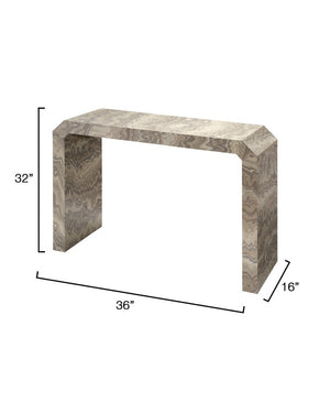 Jamie Young Co. Grounded Veneer Console Table With Arched Lines, Sand Grey Finish, Narrow Profile For Entryway Elegance 20GROU-COSA