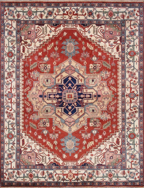 Pasargad Pasargad Serapi Hand-Knotted Wool Rug in Rust & Beige — Timeless, Durable, Soft Underfoot for Living Room Decor 4' 1'' X  6' 0'' PB-10B IVO 4X6