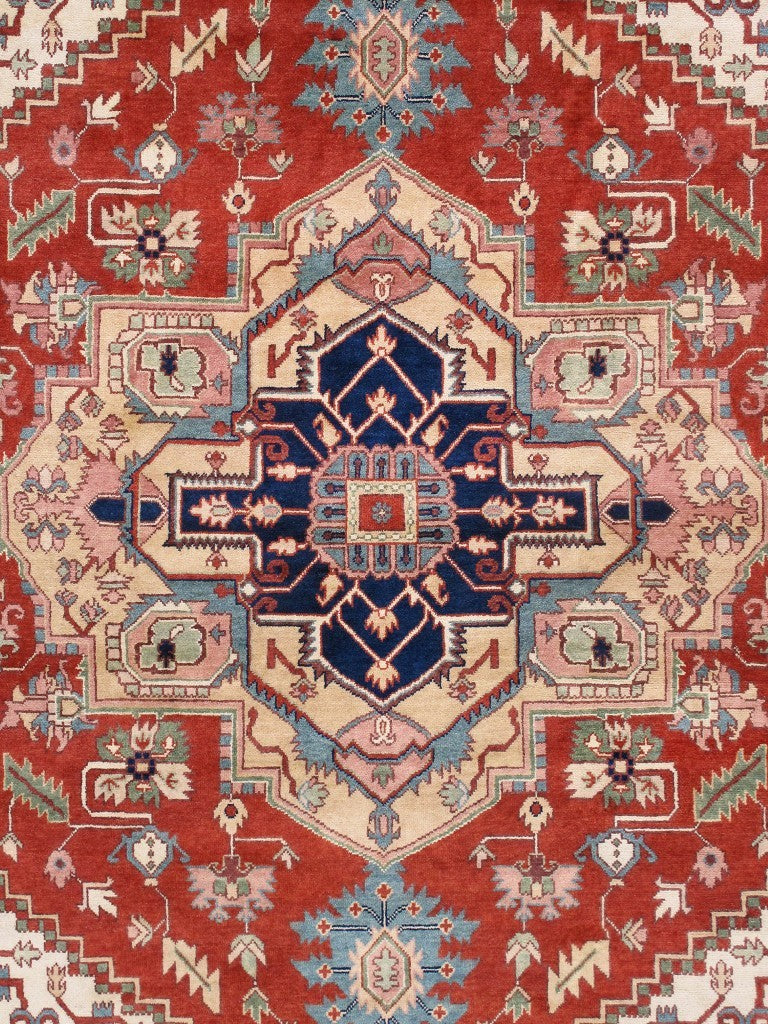 Pasargad Pasargad Serapi Hand-Knotted Wool Rug in Rust & Beige — Timeless, Durable, Soft Underfoot for Living Room Decor 4' 1'' X  6' 0'' PB-10B IVO 4X6