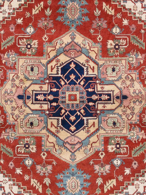Pasargad Pasargad Serapi Hand-Knotted Wool Rug in Rust & Beige — Timeless, Durable, Soft Underfoot for Living Room Decor 4' 1'' X  6' 0'' PB-10B IVO 4X6